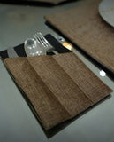 Beige Velvet Dining Set – Table Runner, 6 Placemats & 6 Spoon Covers