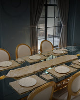 Ivory Beige Jacquard Dining Set – Table Runner, 6 Placemats & 6 Spoon Covers
