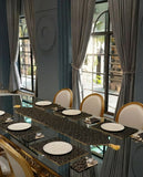Golden Starburst Jacquard Dining Set – Table Runner, 6 Placemats & 6 Spoon Covers