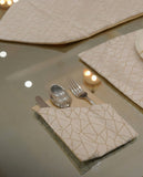 Antique Gold Jacquard Dining Set – Table Runner, 6 Placemats & 6 Spoon Covers