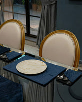 Navy Blue Velvet Dining Set – Table Runner, 6 Placemats & 6 Spoon Covers