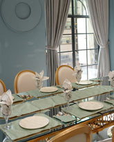 Mint Green Geometric Jacquard Dining Set – Table Runner, 6 Placemats & 6 Spoon Covers