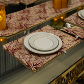Rust Gold Mosaic Jacquard Dining Set – Table Runner, 6 Placemats & 6 Spoon Covers