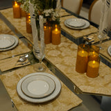 Golden Black Starburst Jacquard Dining Set – Table Runner, 6 Placemats & 6 Spoon Covers