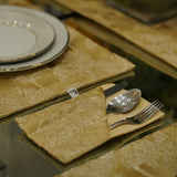 Golden Black Starburst Jacquard Dining Set – Table Runner, 6 Placemats & 6 Spoon Covers