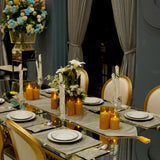 Grey Silver Geometric Jacquard Dining Set – Table Runner, 6 Placemats & 6 Spoon Covers