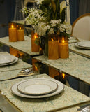 Sage Green Starburst Jacquard Dining Set – Table Runner, 6 Placemats & 6 Spoon Covers