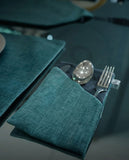 Teal Velvet Dining Set – Table Runner, 6 Placemats & 6 Spoon Covers
