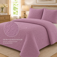 Mauve 3 PCS Quilted Bed Spread Set