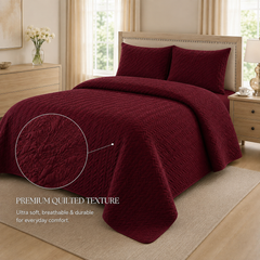 Maroon 3 PCS Quilted Bed Spread Set