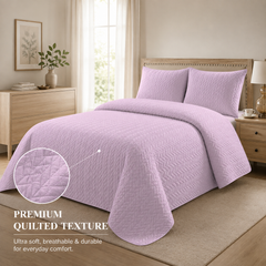 Lilac 3 PCS Quilted Bed Spread Set