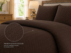 Brown 3 PCS Quilted Bed Spread Set