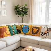 Cute Animal Cat Monkey Cushion Covers Pack of 6