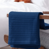 Organic Cotton Waffle Baby Blanket Deep Ocean Blue