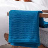 Organic Cotton Waffle Baby Blanket Teal Blue
