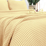 Light Yellow Waffle Thermal Blanket With Pillow