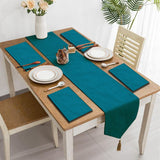 6 Person Clara Velvet Tassels Runner With Mats