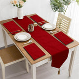 6 Person Clara Velvet Tassels Runner With Mats