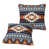 Blue Burnt Orange Pillow Case Pack of 2