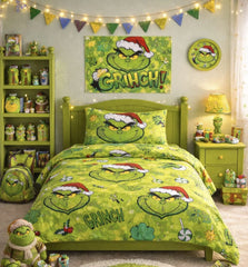 Green character print kids single bedsheet 60x90 inches