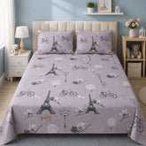 Paris Kids Double Bed Sheet with 2 Pillow Cases