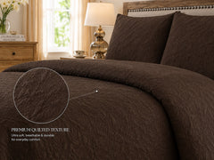 Chocolate Brown 3 PCS Quilted Bed Spread Set