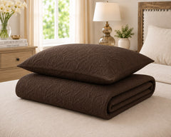 Chocolate Brown 3 PCS Quilted Bed Spread Set