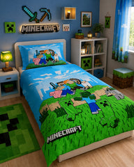 Minecraft Heroes Kids Single Bed Sheet