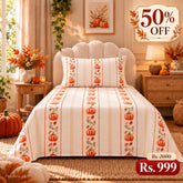 Autumn Pumpkin Stripe Kids Single Bed Sheet with Pillow Case - The Idea