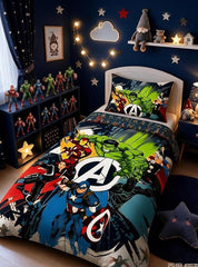 Avengers Comic Heroes Kids Single Bed Sheet with Pillow Case - The Idea