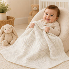 Beige Cotton Waffle Baby Thermal Blanket – Breathable Newborn Blanket - The Idea