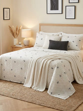 Black Bow & Dots Cream Kids Double Bed Sheet with 2 Pillow Cases - The Idea