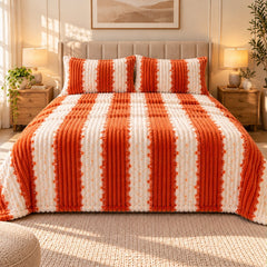 Blush Pink Check Fleece Double Bed Sheet with 2 Pillow Cases - 90 x 95 Inches - The Idea