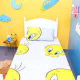 Yellow Bird Cartoon Print Poly-Cotton Bedsheet Set – Single Bed (60x90) – Yellow/Grey