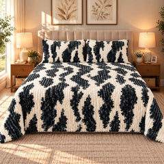 Cocoa Tie Dye Fleece Double Bed Sheet with 2 Pillow Cases - 90 x 95 Inches - The Idea