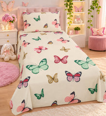 Colourful Butterflies Kids Single Bed Sheet with Pillow Case - The Idea