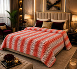 Luxury Coral Blush Stripe Fleece Blanket Double Bed