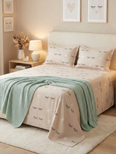 Eyelash & Hearts Beige Kids Double Bed Sheet with 2 Pillow Cases - The Idea