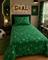 Football Goal Green kids single bed sheet with matching pillow case