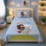 Gabby's Dollhouse Way To Grow kids single bed sheet with pillow case by Haris Collection