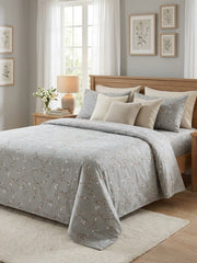 Grey Cherry Blossom Kids Double Bed Sheet with 2 Pillow Cases - The Idea