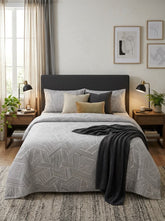 Grey Geometric Lines Kids Double Bed Sheet with 2 Pillow Cases - The Idea