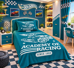 Hot Wheels Academy of Racing Kids Single Bed Sheet with Pillow Case