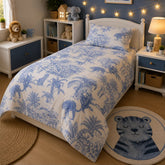 Blue jungle tiger kids single bedsheet 60x90 inches