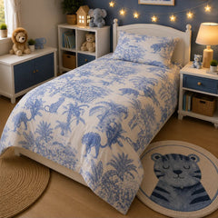 Blue jungle tiger kids single bedsheet 60x90 inches