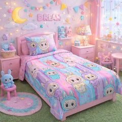Labubu Kids Bed Sheet with Pillow Case – Single & Double