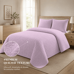 Lilac 3 PCS Quilted Bed Spread Set - The Idea