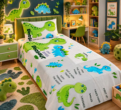 Little Dinosaur Kids Single Bed Sheet with Pillow Case - The Idea