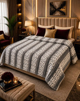 Luxury Grey Stripe Speckle Fleece Blanket - The Idea