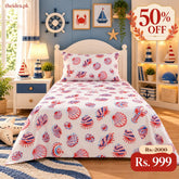 Nautical Sea Creatures Kids Single Bed Sheet with Pillow Case - The Idea